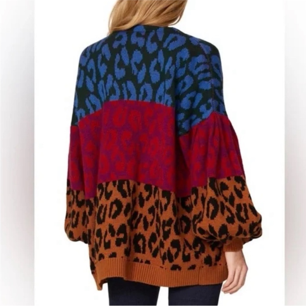Farm Rio animal color block sweater. oversized with balloon sleeves. Has flaws - Picture 2 of 8